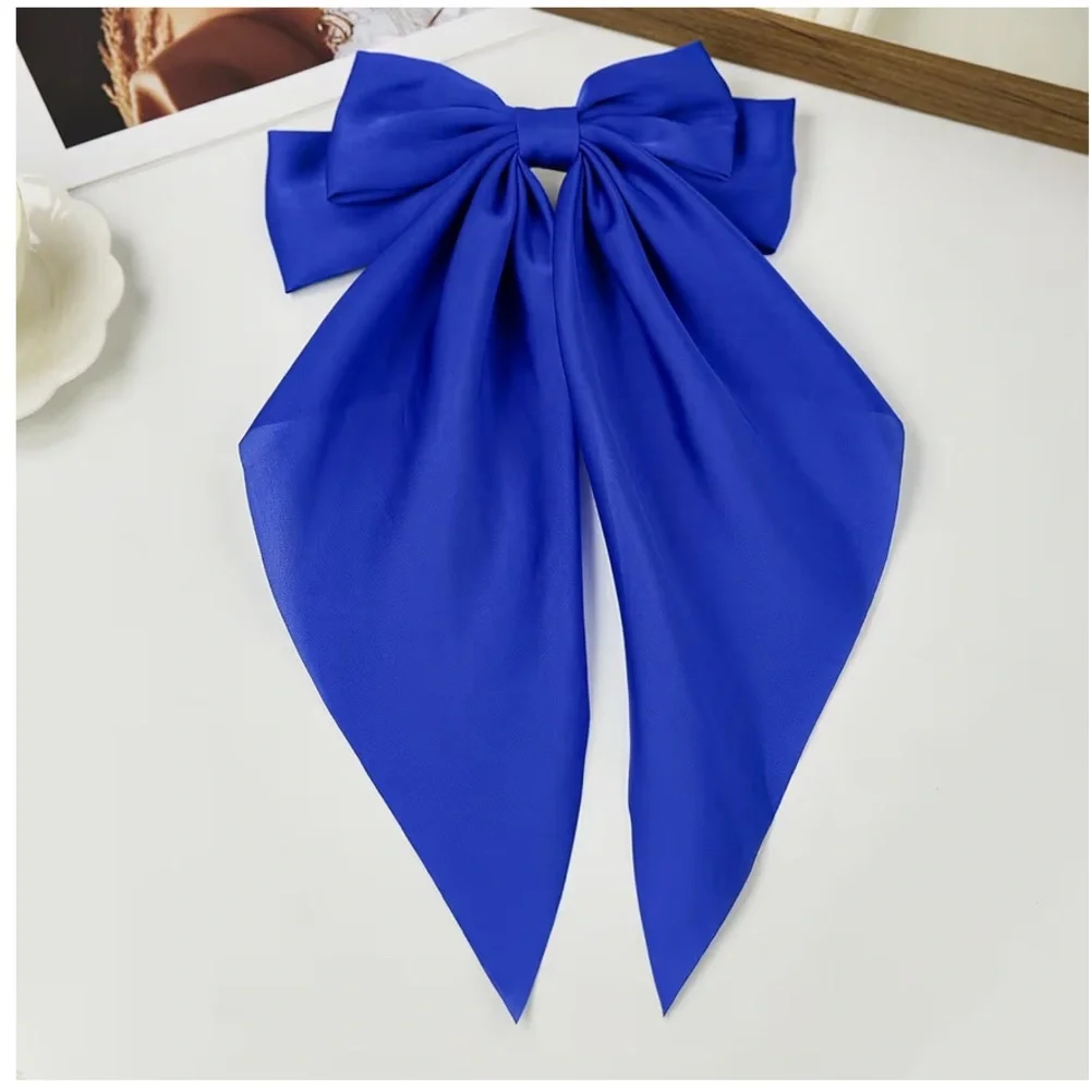 NEW Royal Blue Satin Hair Bow Adult/Youth Size
